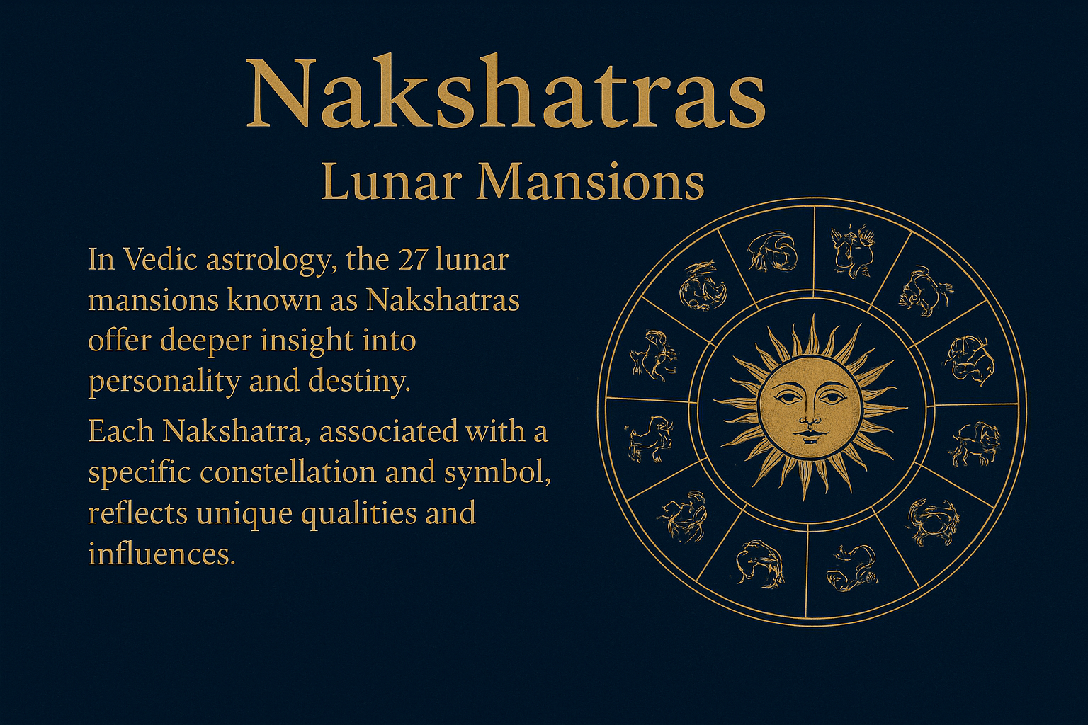 Chart of 27 Nakshatras or lunar mansions from Vedic astrology